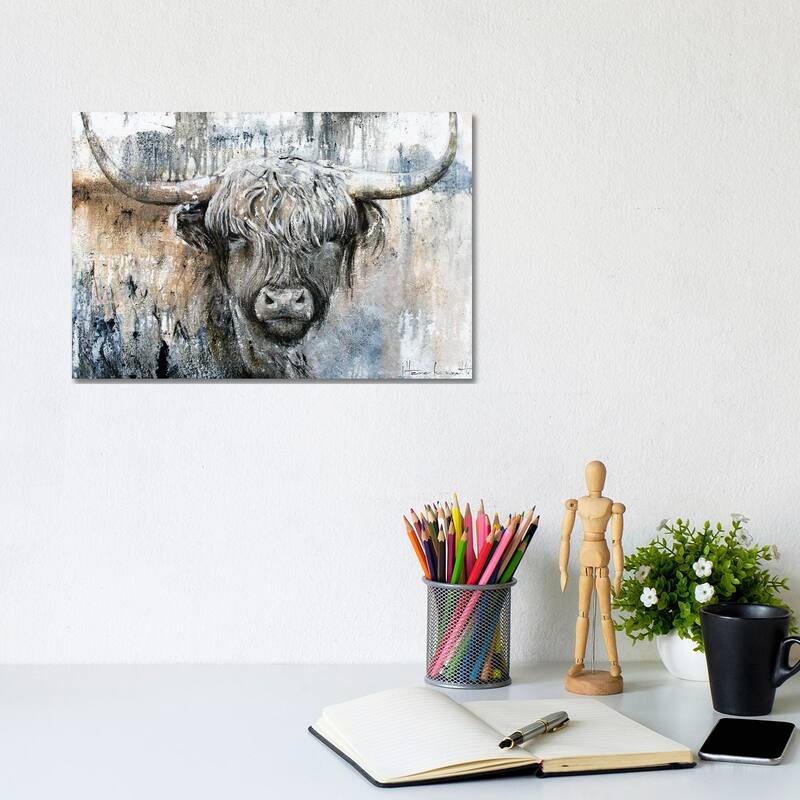 iCanvas "Highland Cow II" by Studio Paint-Ing Canvas Print - 8x12x0.75