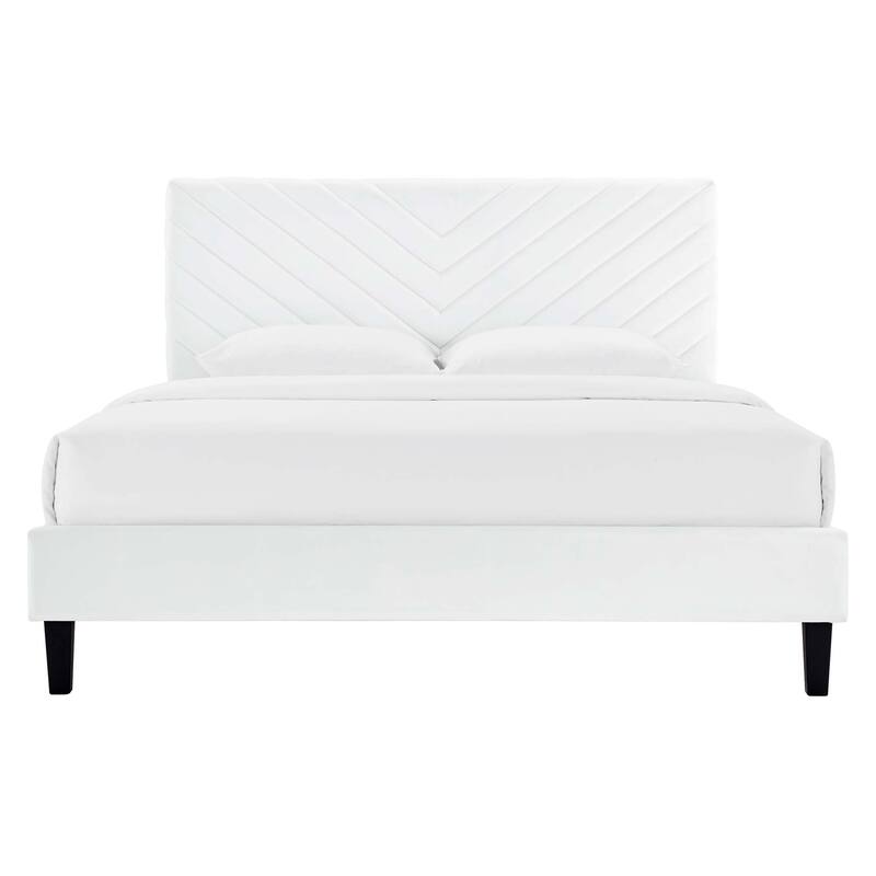 Roxanne Performance Velvet Platform Bed With Black Wood Legs