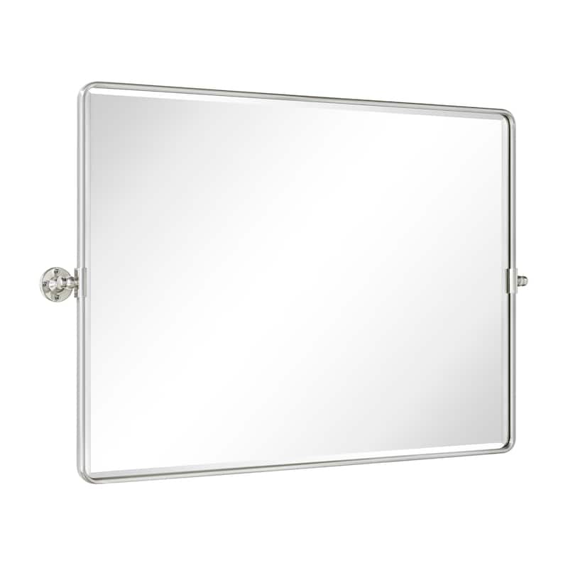 TEHOME Lutalo horizontal Beveled Bathroom / Vanity Mirror - 30" x 40" - Brushed Nickel
