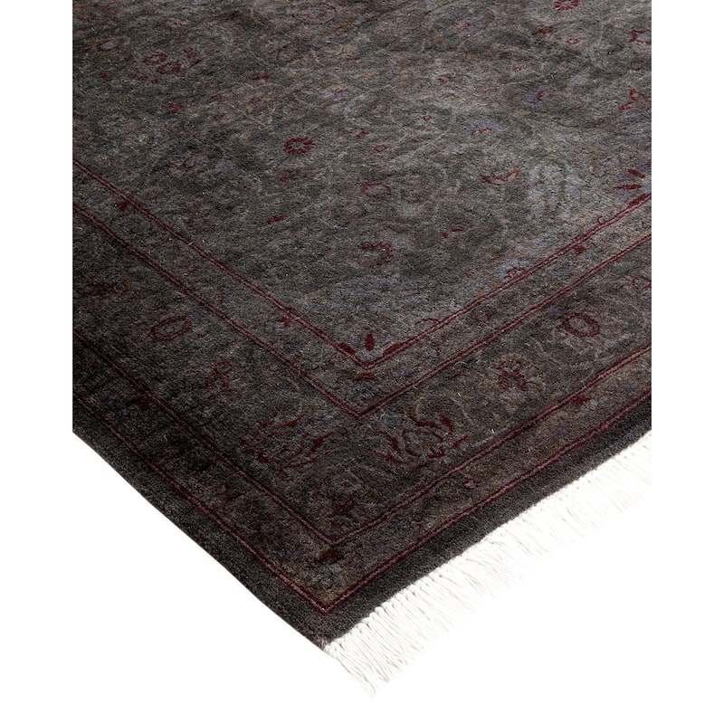 Overton Hand Knotted Wool Vintage Inspired Modern Contemporary Overdyed Gray Area Rug - 3' 4" x 5' 1"
