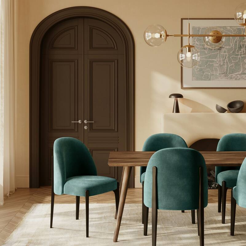 Poly & Bark Pietta Dining Chair (Set of 2) - Durable Fabric with Solid Wood Legs