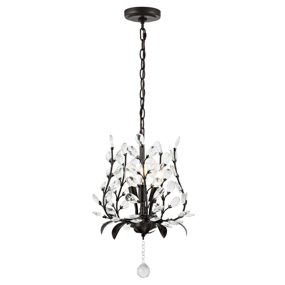 Joanna 12" 3-Light Contemporary Bohemian Iron/Acrylic LED Pendant, Oil Rubbed Bronze/Clear by JONATHAN Y