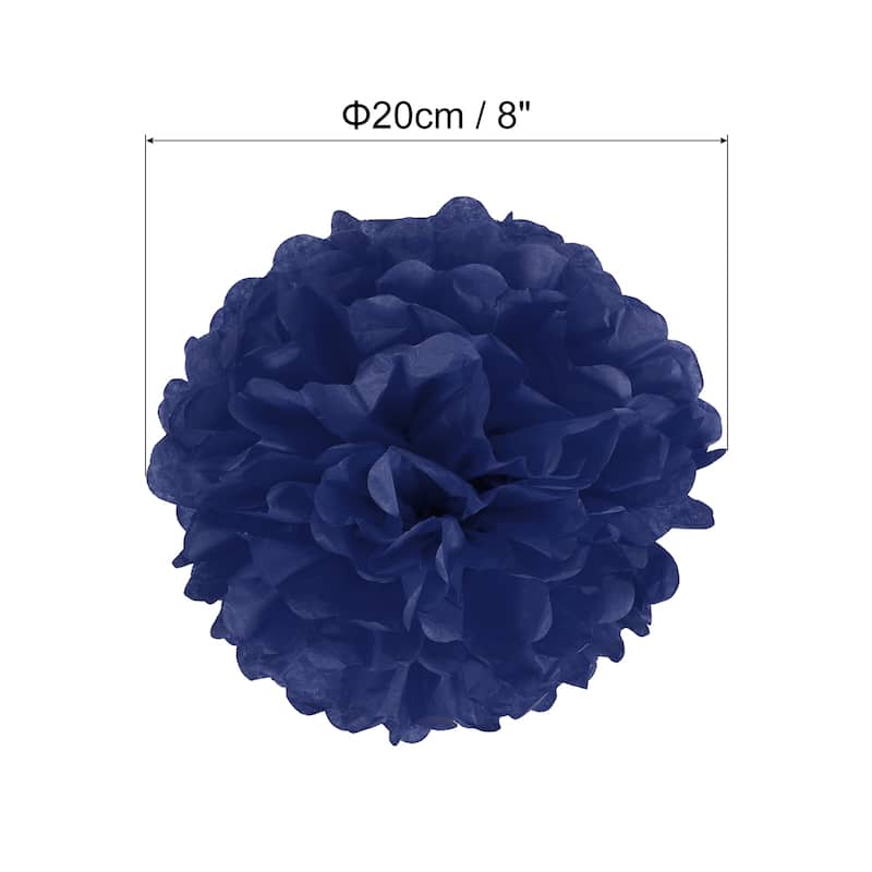 10Pcs Tissue Pom Poms Paper Flowers Ball Party Wedding Decor - Navy Blue