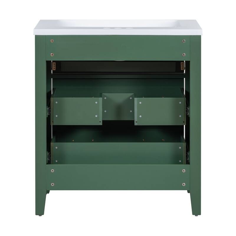 Solid Wood Freestanding Bathroom Vanity with Ceramic Sink Combo - 30'' x 18''