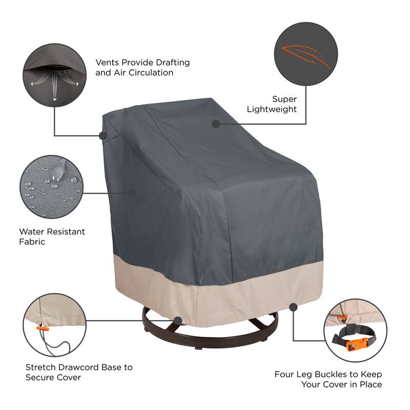 Modern Leisure® Renaissance Ultralite Patio Swivel Lounge Chair Cover, 2-Pack, 37.5"L x 39.25"W x 38.5"H, Gray