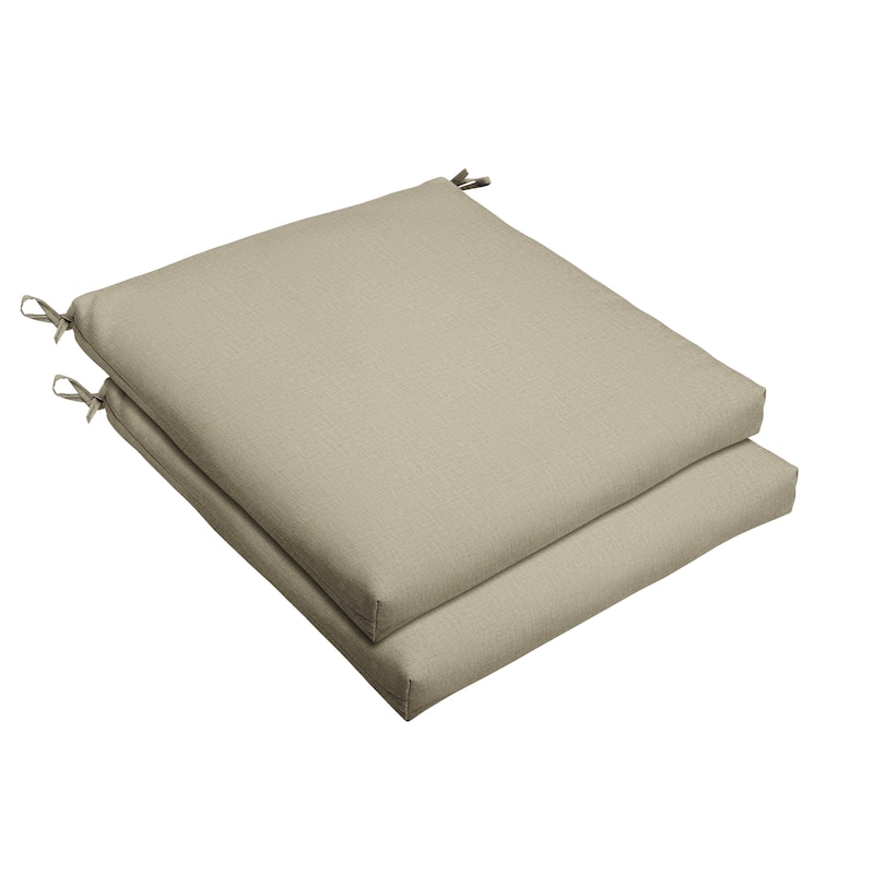 Sorra Home Indoor/Outdoor Solid Chair Cushions ONLY (Set of 2) - 20 x 20 x 2.5 Cushion Bristol Set of 2 - Linen