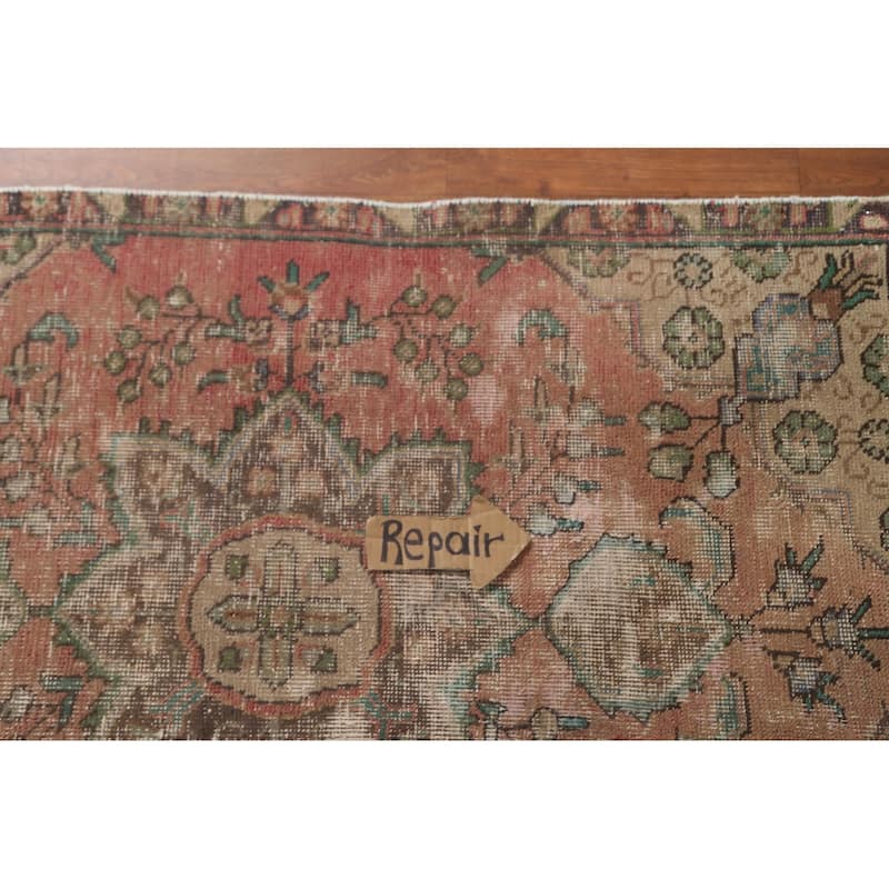 Distressed Tabriz Persian Accent Rug Handmade Wool Carpet - 3'1"x 4'7"