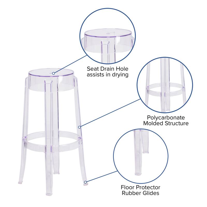 29.75" High Transparent Barstool - Restaurant & Bar Furniture
