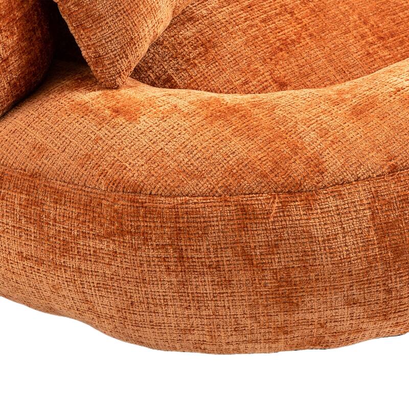 Chenille High Back Lazy Sofa with 3 Pillows and Oversized Bean Bag Chair