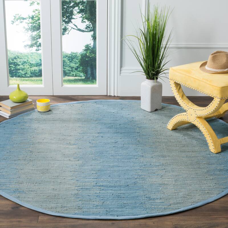 SAFAVIEH Handmade Flatweave Montauk Darcy Casual Cotton Rug - 6' Round - Light Blue