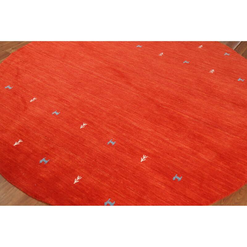 Hand Knotted Oriental 100% Wool Carpet Tribal Animal Pictorial Oranges & Rust Gabbeh Area Rug - 6' 6'' X 6' 6''