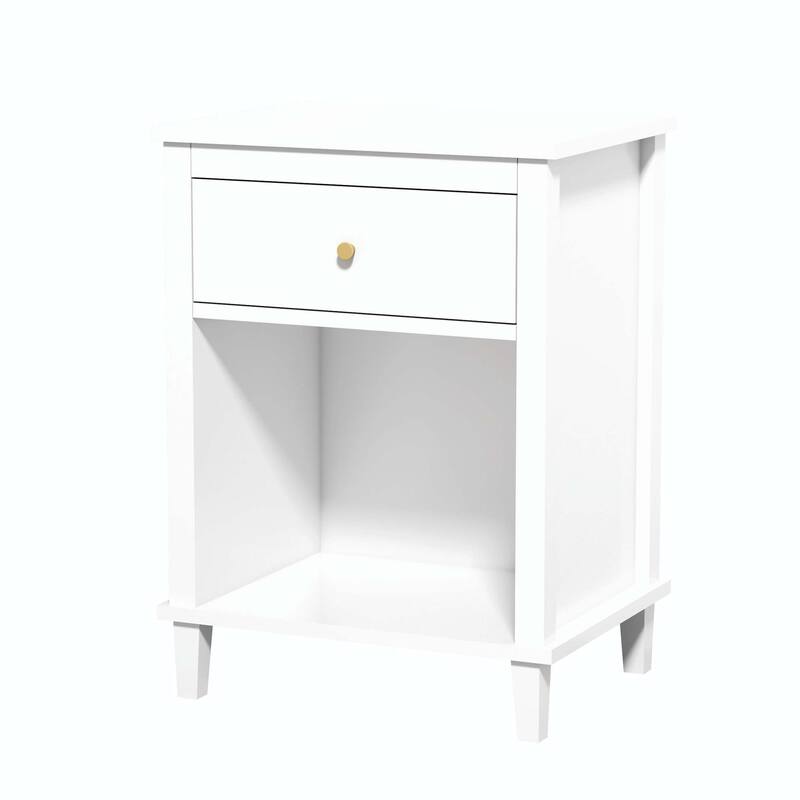 26.77''H Wooden Nightstand with Drawer and Shelf for Bedroom