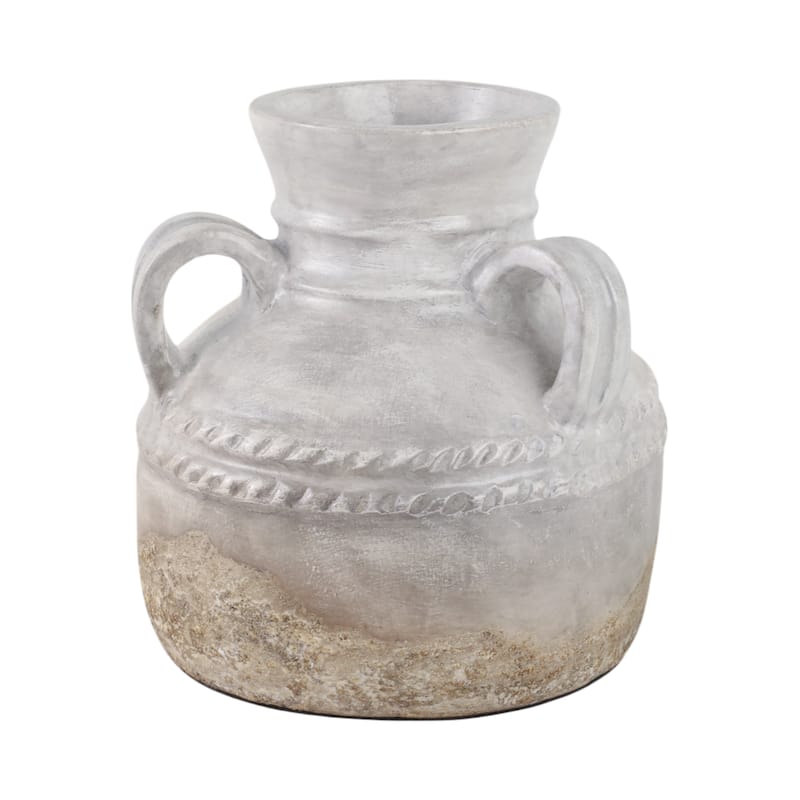 Terracotta Vase Rustic Textured Design Double Handles for Modern Space