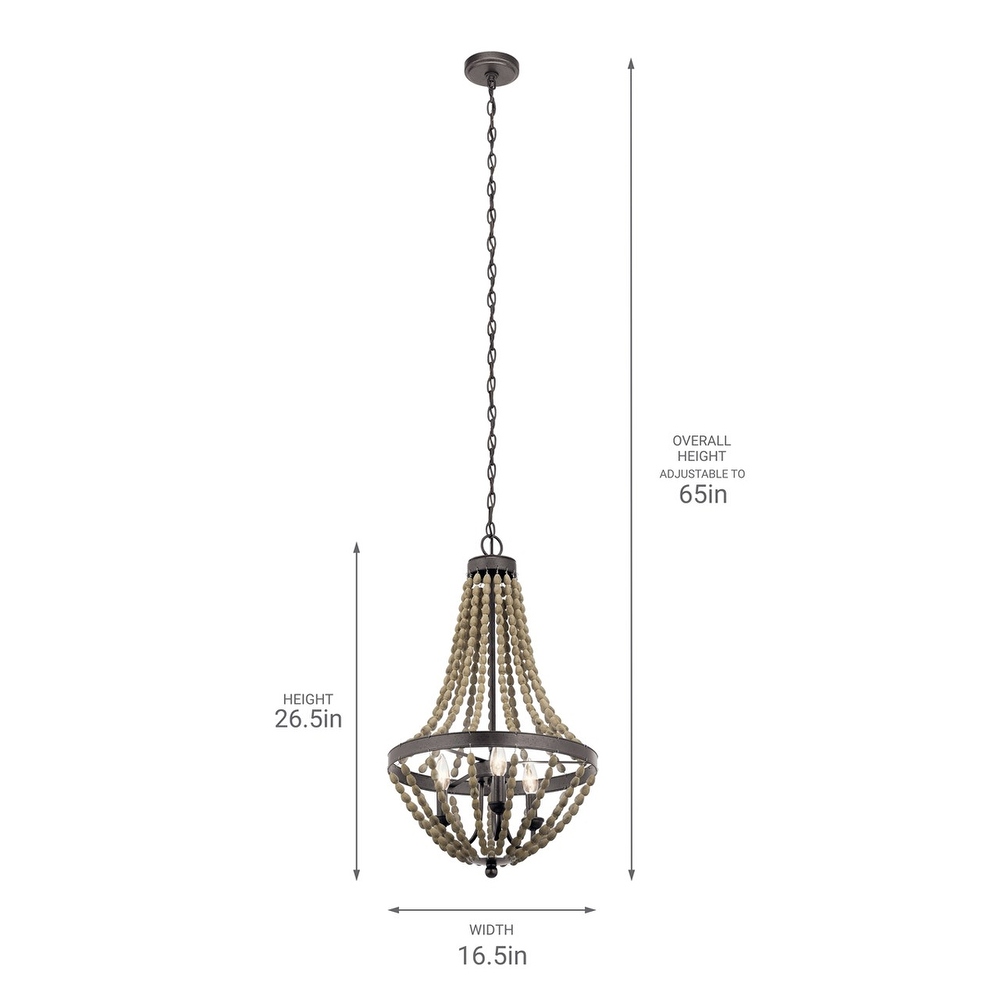 Coltyn 16 W 3 Light Mini Chandelier by Kichler Beaded Anvil Iron and Distressed Antique Grey Finish N A Bed Bath Beyond 37275646