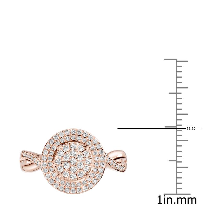 AEON Radiant Aura Round 0.50ct Lab Grown Diamond Cluster Double Halo Ring