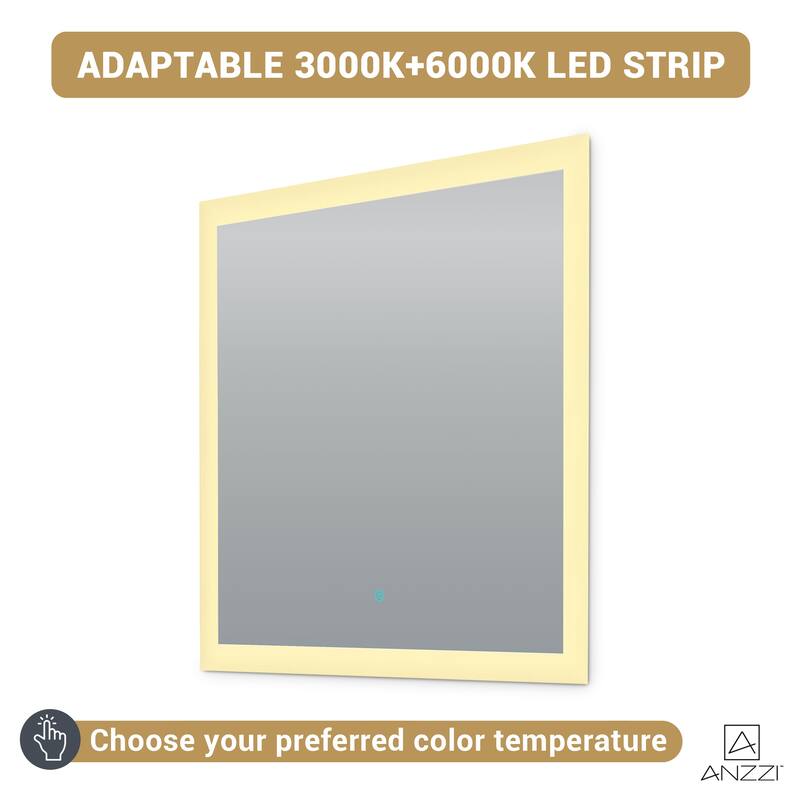 39 in. W x 30 in. H Frameless Rectangular LED Bathroom Mirror-Silver