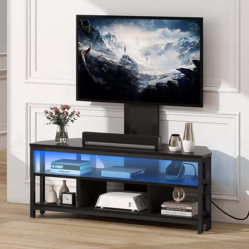 TV Stand w/ Mount Power Outlet for 70 In TV Black - 47 inches in width