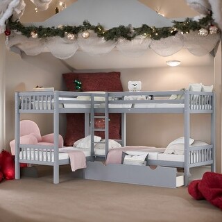 Twin over Twin L-Shaped Bunk Bed with Drawers For Bedroom,Dorm,Adults,Kids