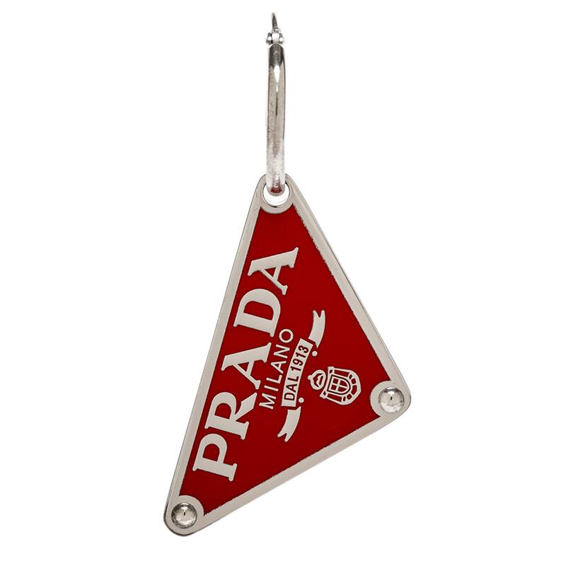 Prada Symbole Pendant Single Earring, Left Ear - Red and Silver - Red and Silver