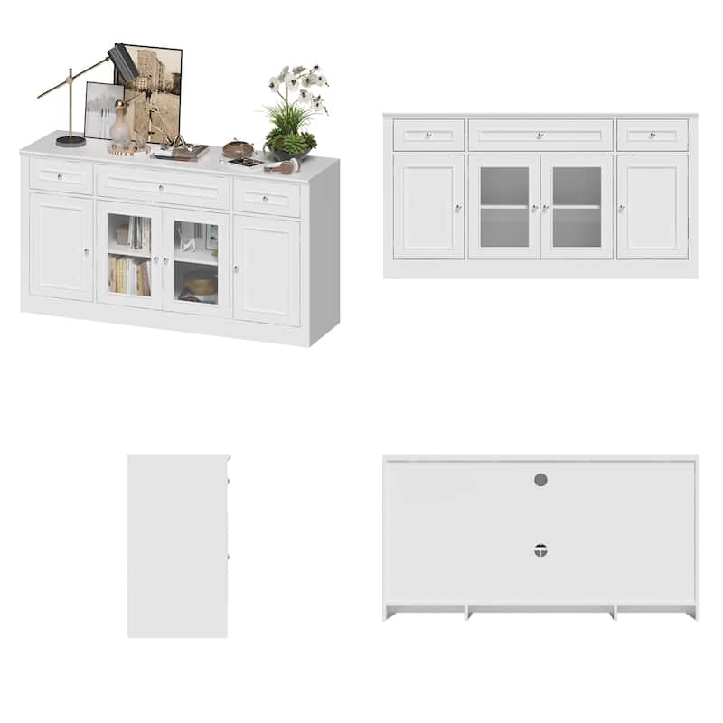 Media Wall Unit w/Spacious Storage White TV Stand Wall Storage Combo