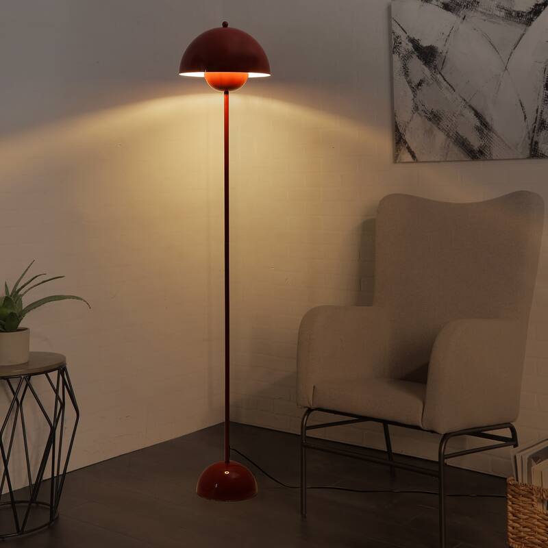 Industrial Metal Shade White/Black/Gold Floor Lamp with Foot Switch Modern Tall Standing Lamp for Living Room