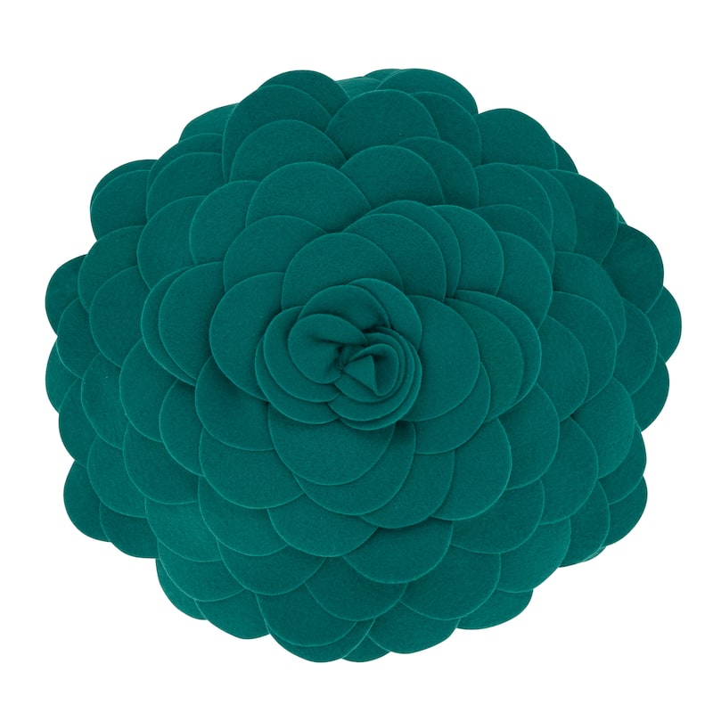 Elegant Textured Colorful Decorative Flower Throw Pillow - 16"x16 - Jasper Green