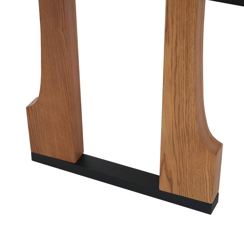 63" Farmhouse Rectangular Wooden Dining Table with Double Pedestal Base