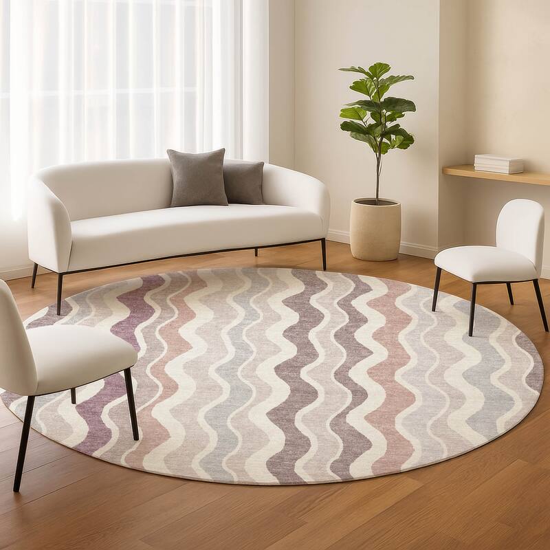 Machine Washable Indoor/ Outdoor Funky Stripe Chantille Rug