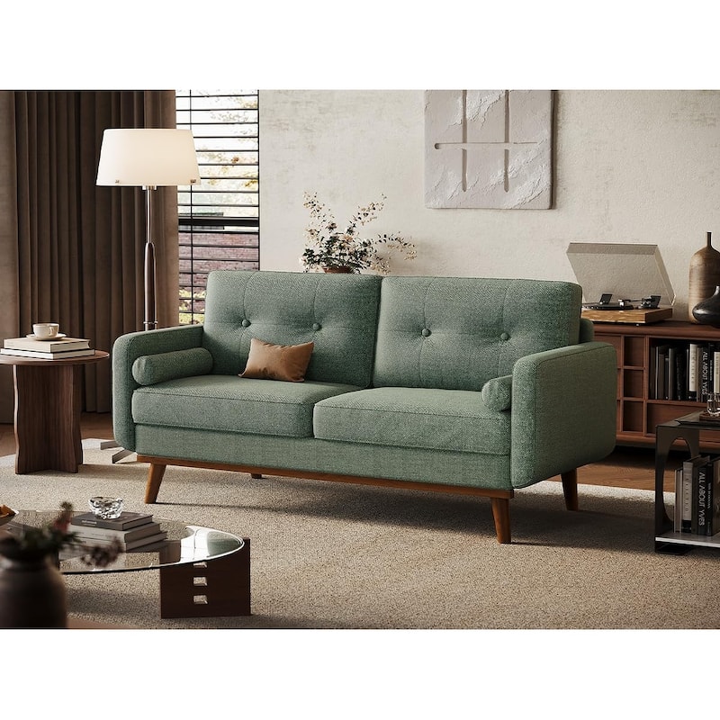 64" Loveseat Sofa, Mid Century Modern Couch Comfy Love Seat Couches for Living Room