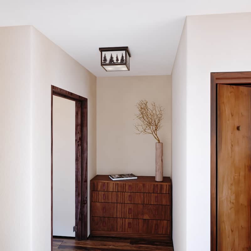 Bronze Flush Mount Ceiling Light - Tree Design Indoor Outdoor Lighting - 6.5