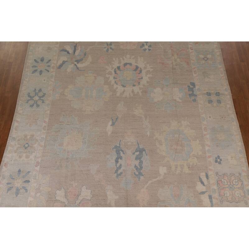 Oushak Turkish Large Area Rug Hand-knotted Floral Wool Carpet - 9'11"x 13'7"