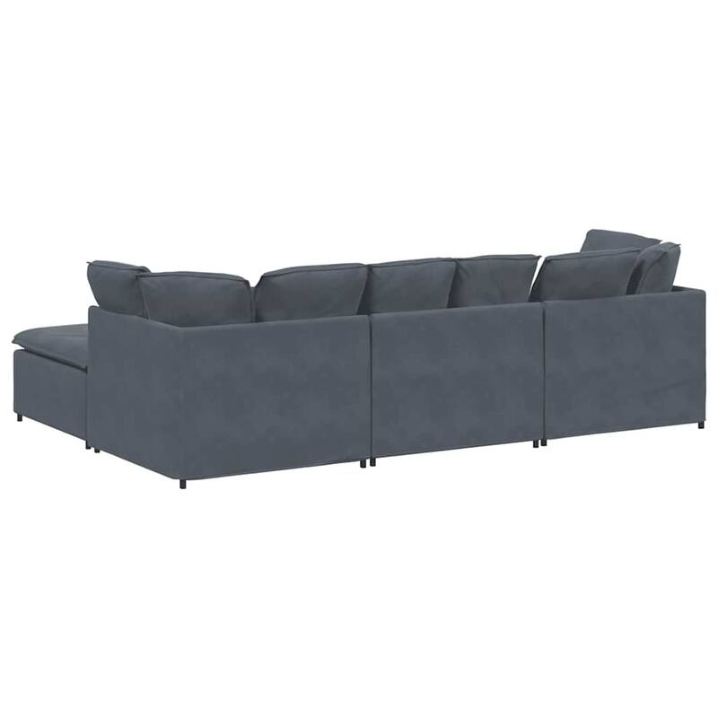 vidaXL Modular Sofa Dark Grey Velvet (100% Polyester), Foam, Metal, Wood - 78.7 x 118.1 x 25.2 in