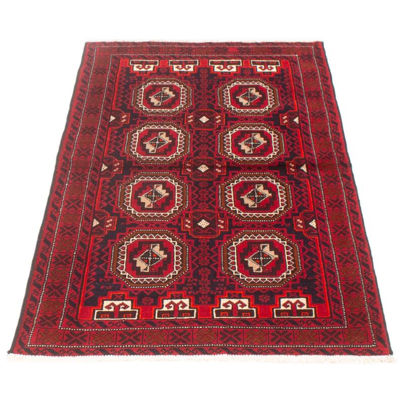 ECARPETGALLERY Hand-knotted Royal Baluch Red Wool Rug - 3'3 x 5'9