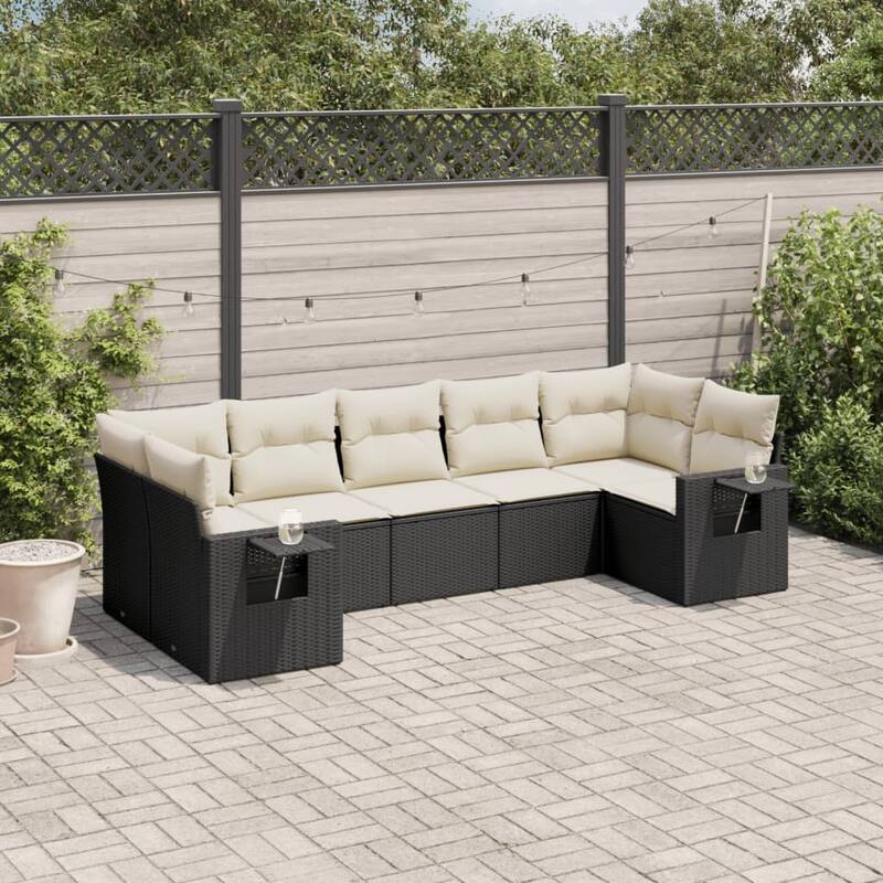 vidaXL Garden Sofa Set Black, Cream White - 24.4 x 24.4 x 27.2