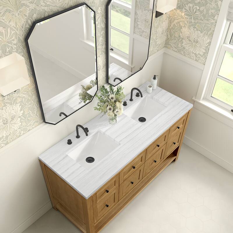 Breckenridge 60" Double Vanity, Light Natural Oak - 60D - Arctic Fall