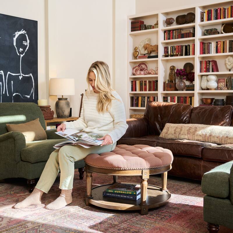 Maven Lane Mesa Round Upholstered Coffee Table