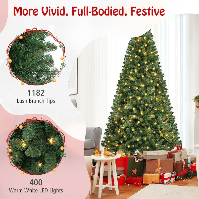 Gymax 6/7/8 FT Christmas Tree w/568/830/1182 PVC Branch Tips - See Details