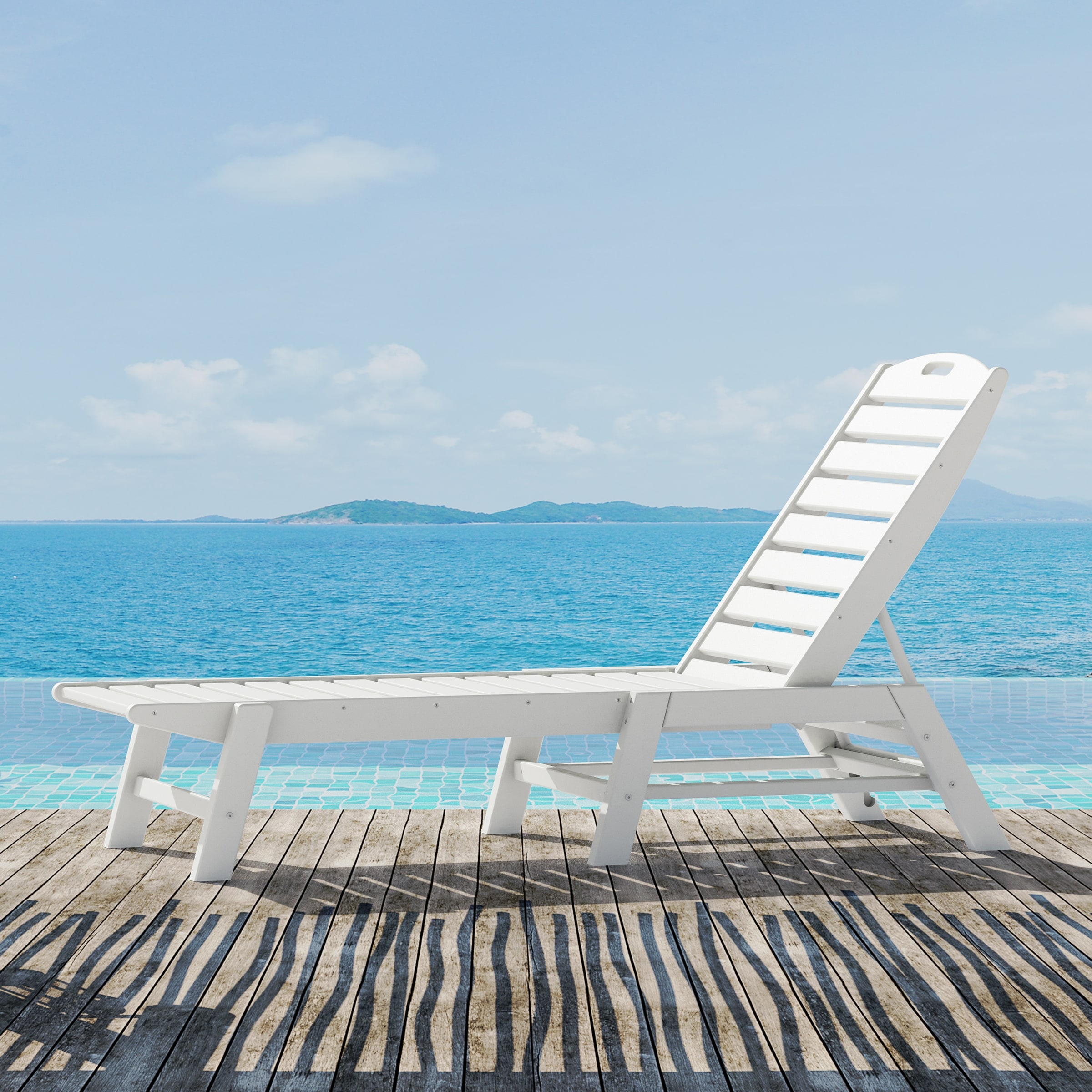 Blue and white deals pool lounge chairs