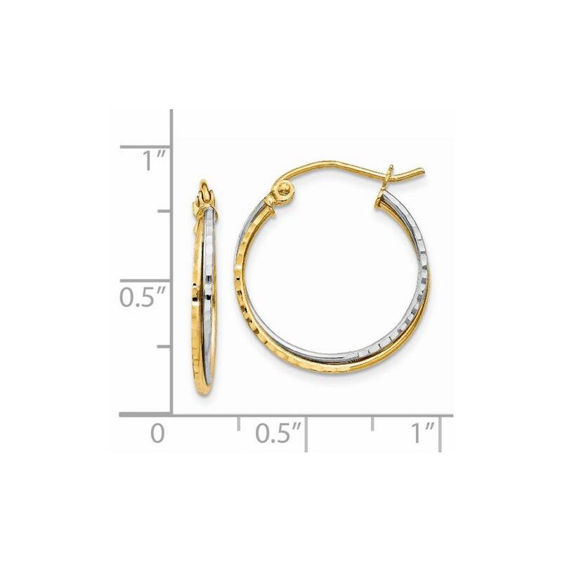 Curata 14k Two-tone Diamond-cut Twisted 20mm Round Hoop Earrings