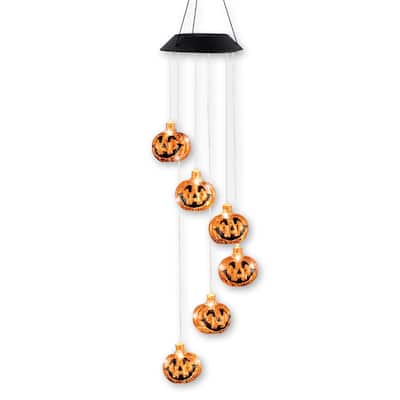 Solar Pumpkin Outdoor Garden Mobile Halloween Accent