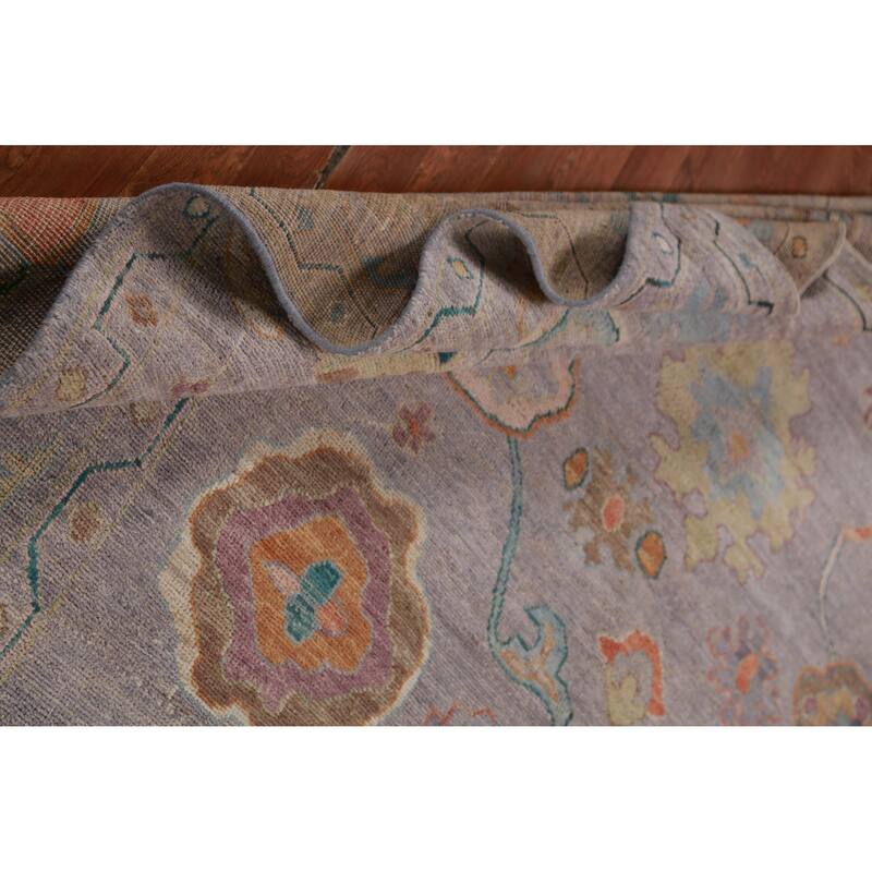 Hand Knotted Oriental 100% Wool Carpet Transitional All-Over Purples Oushak Area Rug - 9' 10'' X 8' 1''