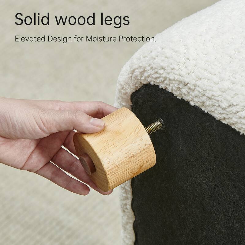 Mordern Cloud-Soft Boucle Sofa, Curved Back Boucle Loveseat with 6 Pillows