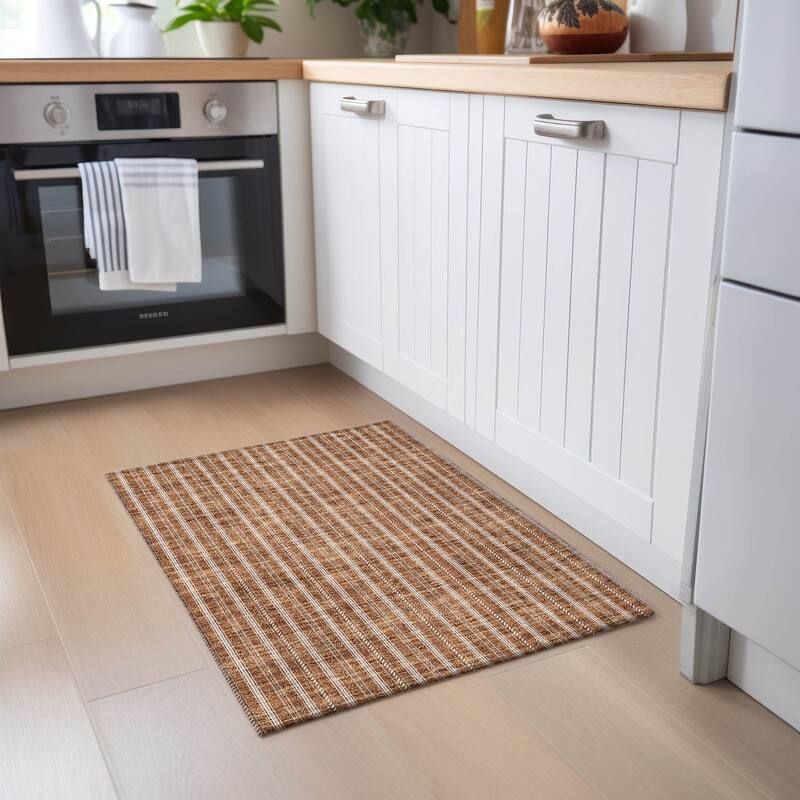 Machine Washable Indoor/ Outdoor Chantille Stripe Twist Rug