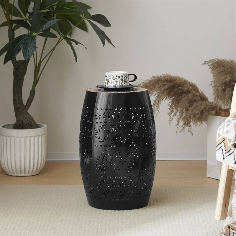 12" Metal Side Table - Black