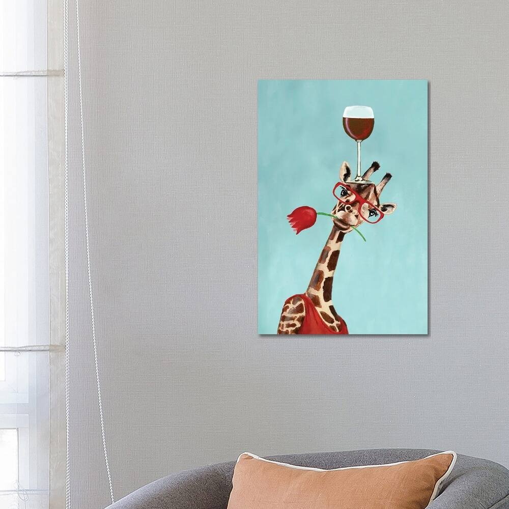 iCanvas "Giraffe With Wineglass" by Coco de Paris Canvas Print
