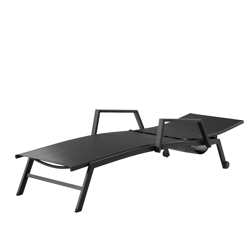 Corvus Sorrento Outdoor Sling Fabric Adjustable Chaise Lounge with Arms