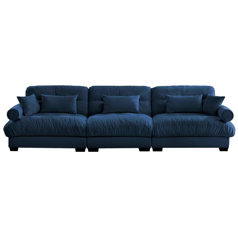GDFStudio - Velvet 3-Seater 130" Cloud Sofa Couch with Bolstered Armrests