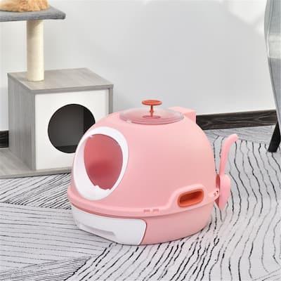 Spacious Dome Cat Litter Box with Removable Tray, Top Entry, and Skylight for Easy Cleaning - 18.5" L x 21.75" W x 17.25" H