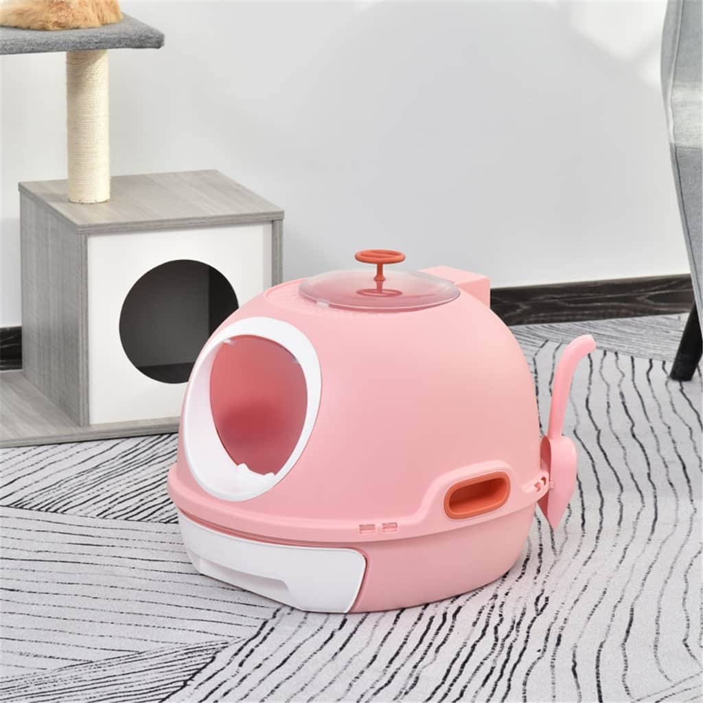 Spacious Dome Cat Litter Box with Removable Tray, Top Entry, and Skylight for Easy Cleaning - 18.5" L x 21.75" W x 17.25" H