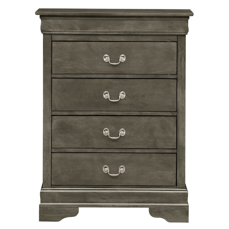 Passion Furniture Louis Phillipe Cherry 4 Drawer Chest of Drawers - 31"L x 16"W x 41"H - 31"L x 16"W x 41"H - Wood - Gray